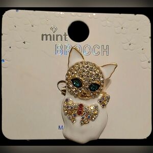 White Cat Brooch